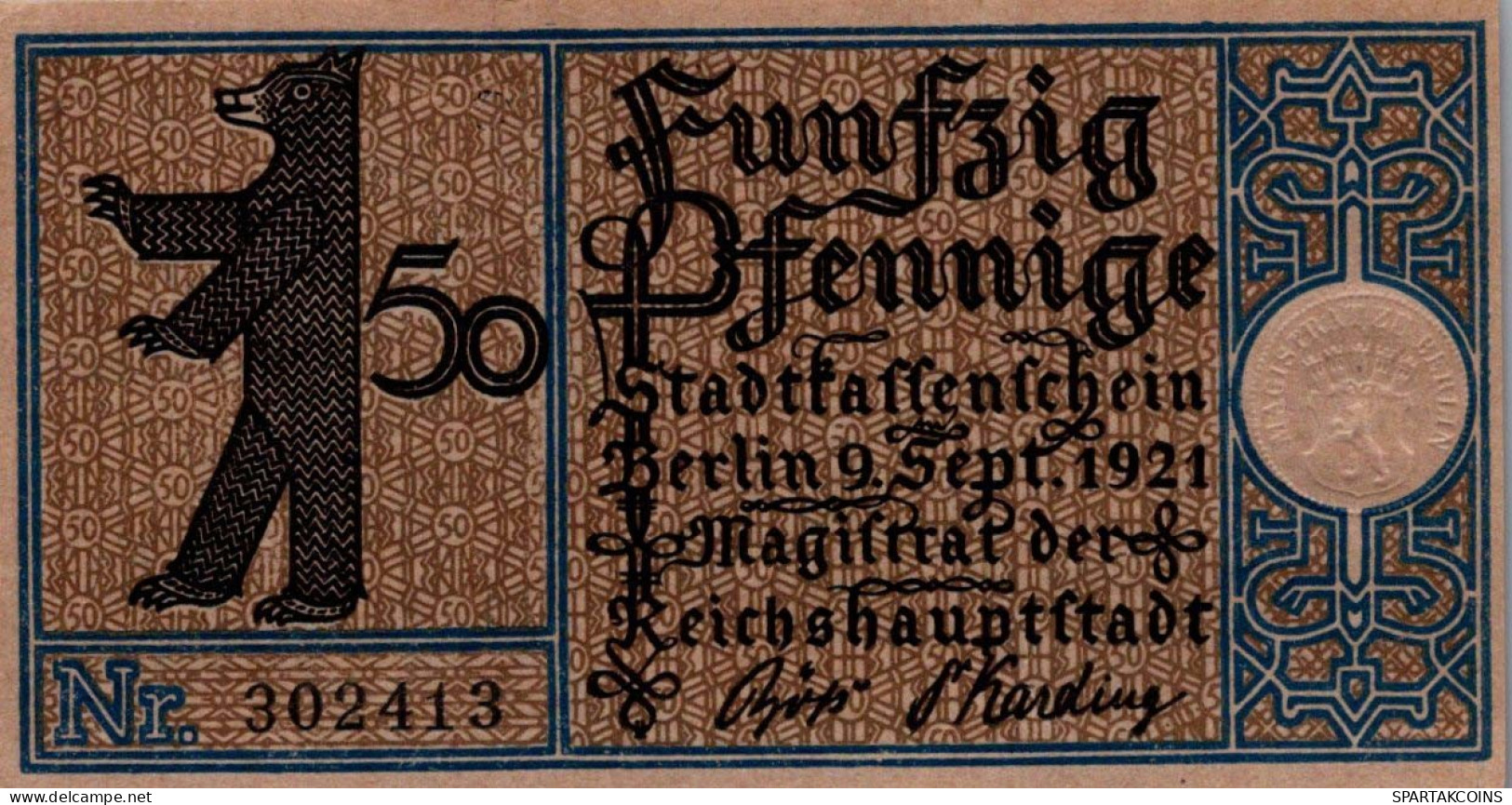 50 PFENNIG 1921 Stadt BERLIN UNC DEUTSCHLAND Notgeld Banknote #PA179 - [11] Emissions Locales