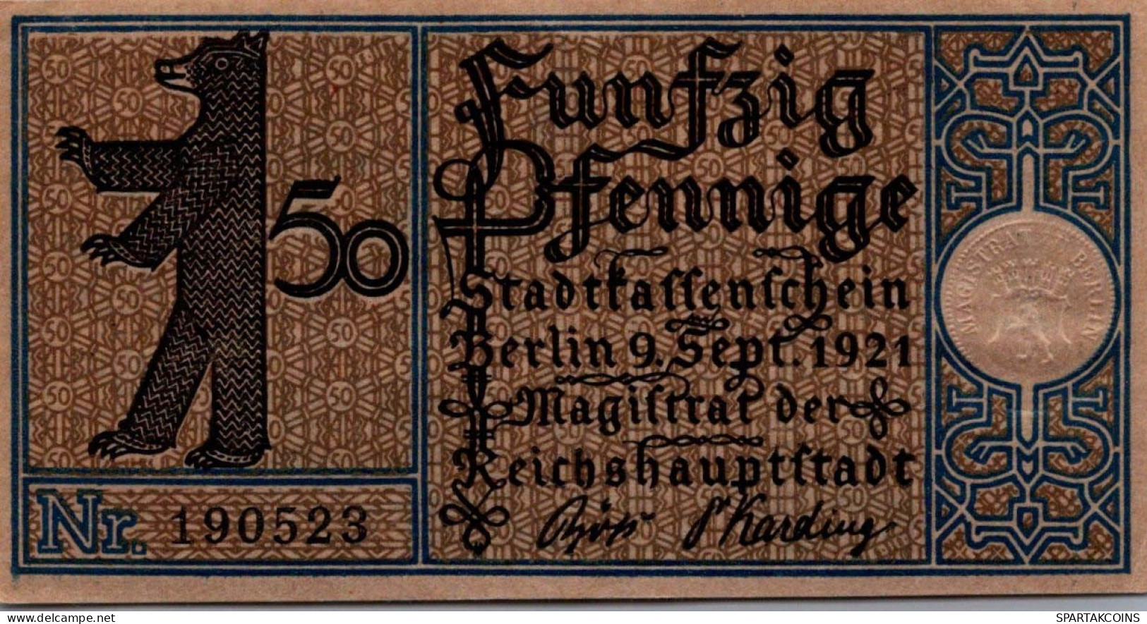 50 PFENNIG 1921 Stadt BERLIN UNC DEUTSCHLAND Notgeld Banknote #PA177 - [11] Local Banknote Issues