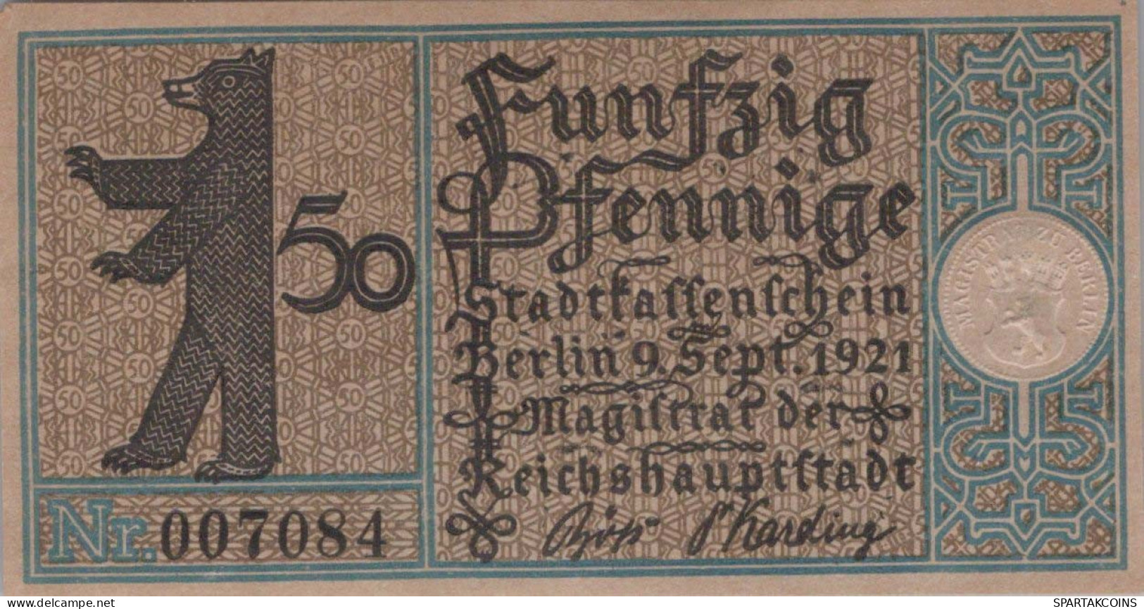 50 PFENNIG 1921 Stadt BERLIN DEUTSCHLAND Notgeld Banknote #PF550 - [11] Lokale Uitgaven