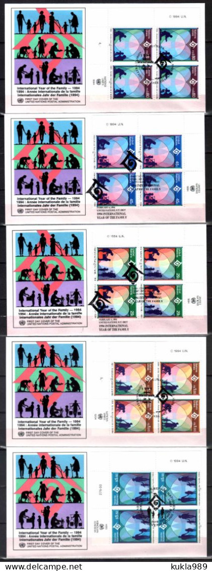 UN  STAMPS. 1994. SET OF 5 FD COVERS "YEAR OF THE FAMILY" - United Nations (UNO)