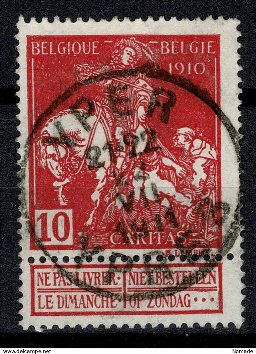 Belgique COB 91 Belle Oblitération YPER YPRES (centrale - Concours) - 1910-1911 Caritas