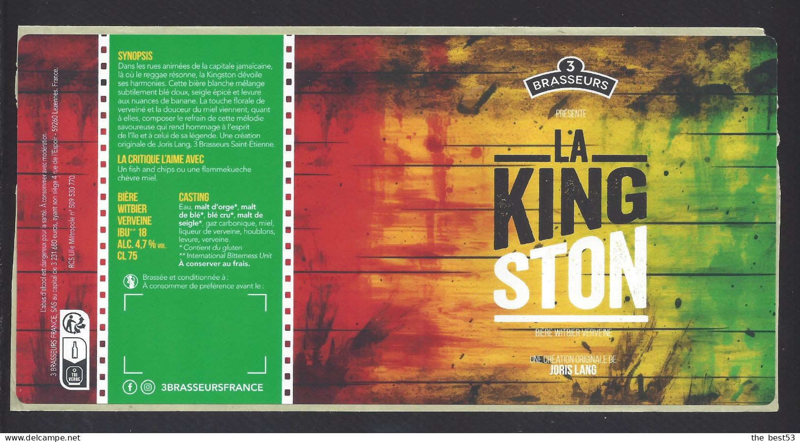 Etiquette De Bière Blanche   -  La King Ston -  Brasserie Des 3 Brasseurs à Lezennes   (59) - Birra