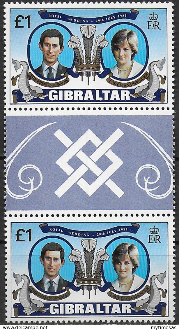 1981 Gibilterra Royal Wedding 1v. (x2) MNH SG. N. 450 - Otros & Sin Clasificación