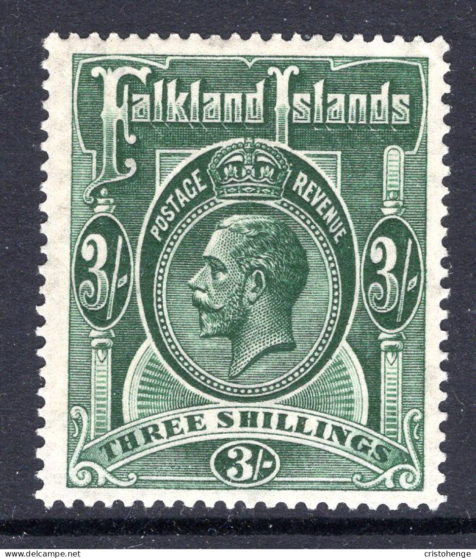 Falkland Islands 1921-28 KGV - Wmk. Script CA - 3/- Slate-green Mint (SG 20) - Islas Malvinas