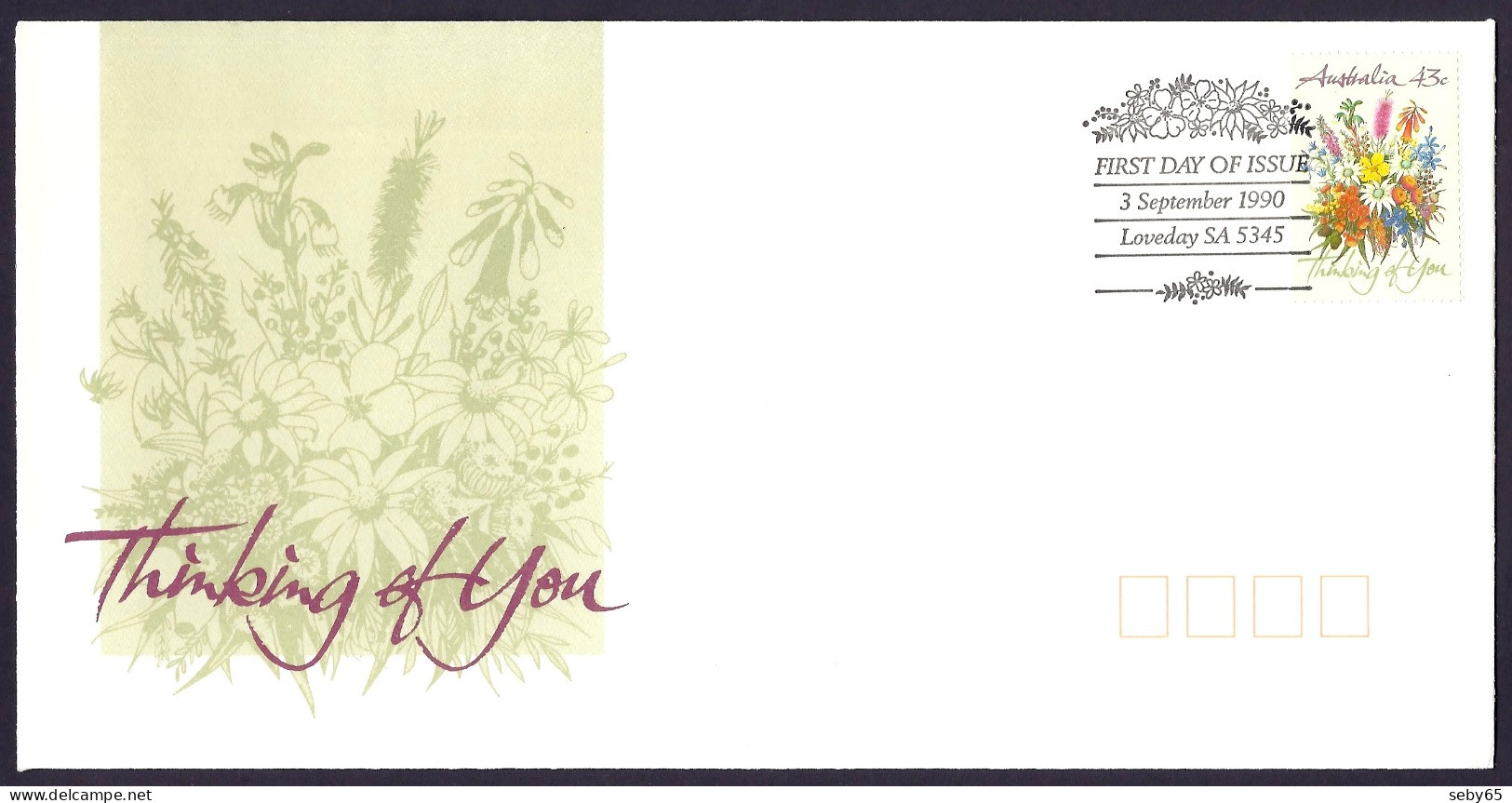 Australia 1990 - Thinking Of You, Flowers, Valentine Day  - FDC - Premiers Jours (FDC)