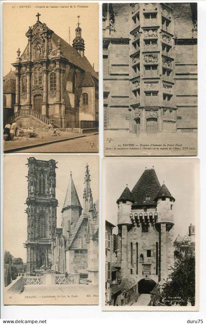 7 CP NEVERS Chapelle Ancien Couvent Escalier Honneur Palais Ducal Cathédrale St Cyr Tour Porte Croux Eglise St Pierre - Nevers