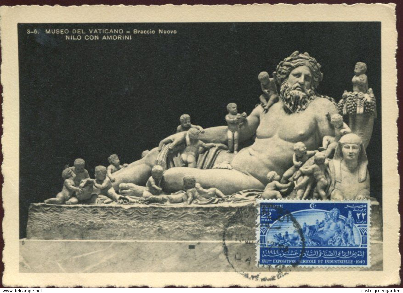 X0507 Egypt,maximum Card 1949 Agricoltural Exhibition,showing The Sculpture Of God "NILO" Vintage Card - Arqueología