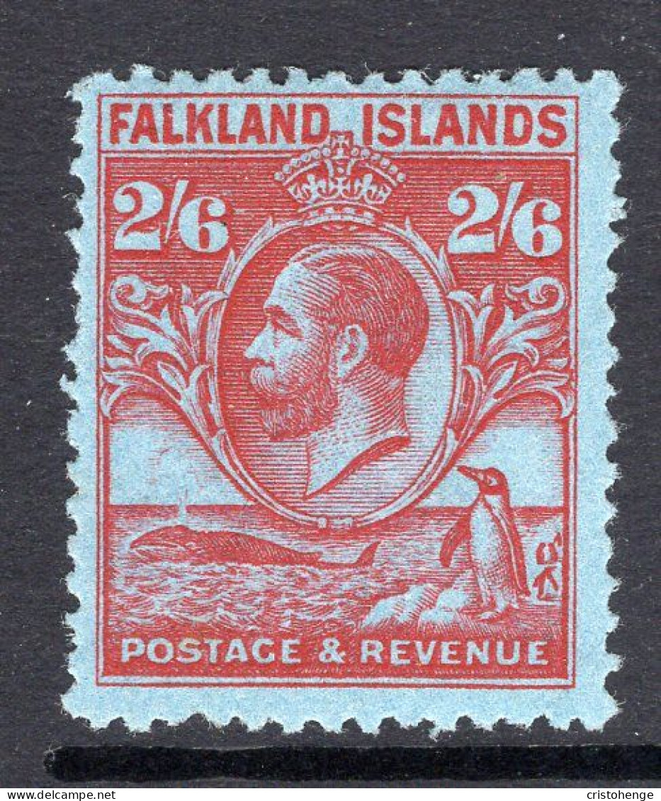 Falkland Islands 1929-37 KGV - Whale & Penguins - 2/6 Carmine On Blue Mint (SG 123) - Falkland Islands