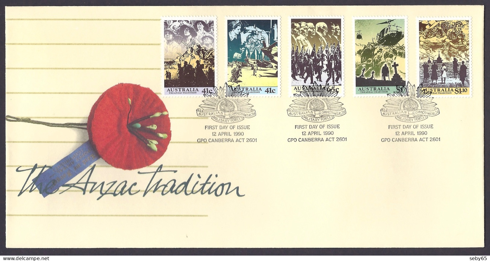 Australia 1990 - The Anzac Tradition, War, Troops, Landing, Army, Military - FDC - Premiers Jours (FDC)