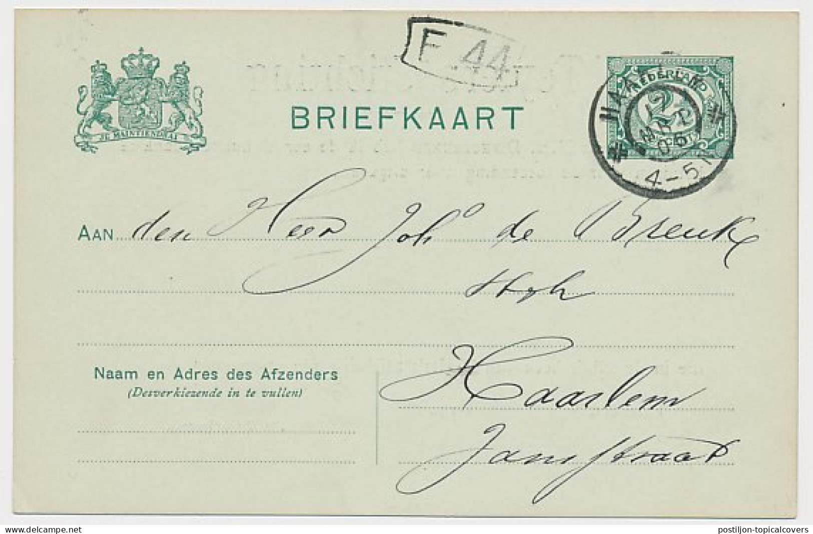 Briefkaart G. 67 Particulier Bedrukt Locaal Te Haarlem 1906 - Postal Stationery