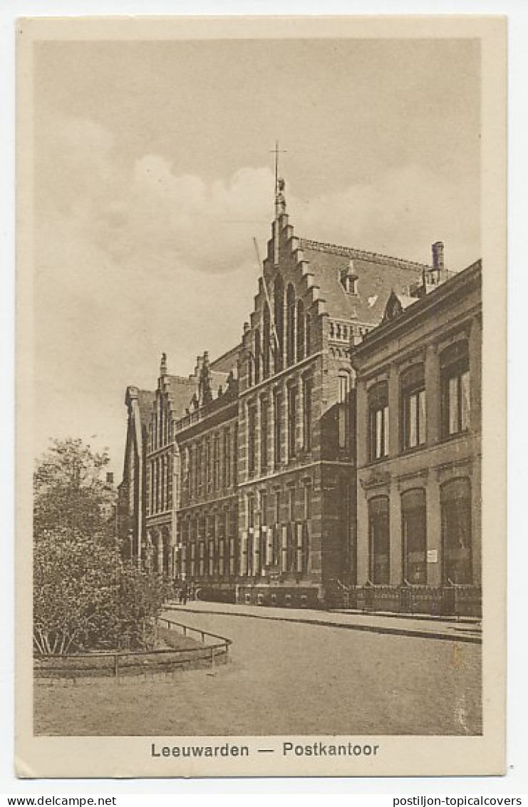 Prentbriefkaart Postkantoor Leeuwarden 1928 - Autres & Non Classés