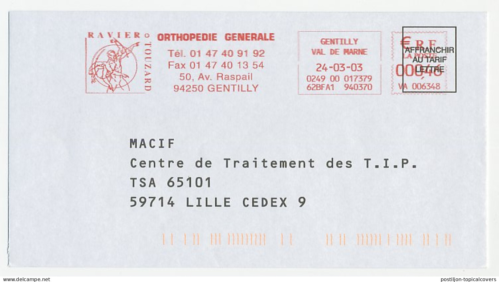Meter Cover France 2003 Orthopedics - Andere & Zonder Classificatie