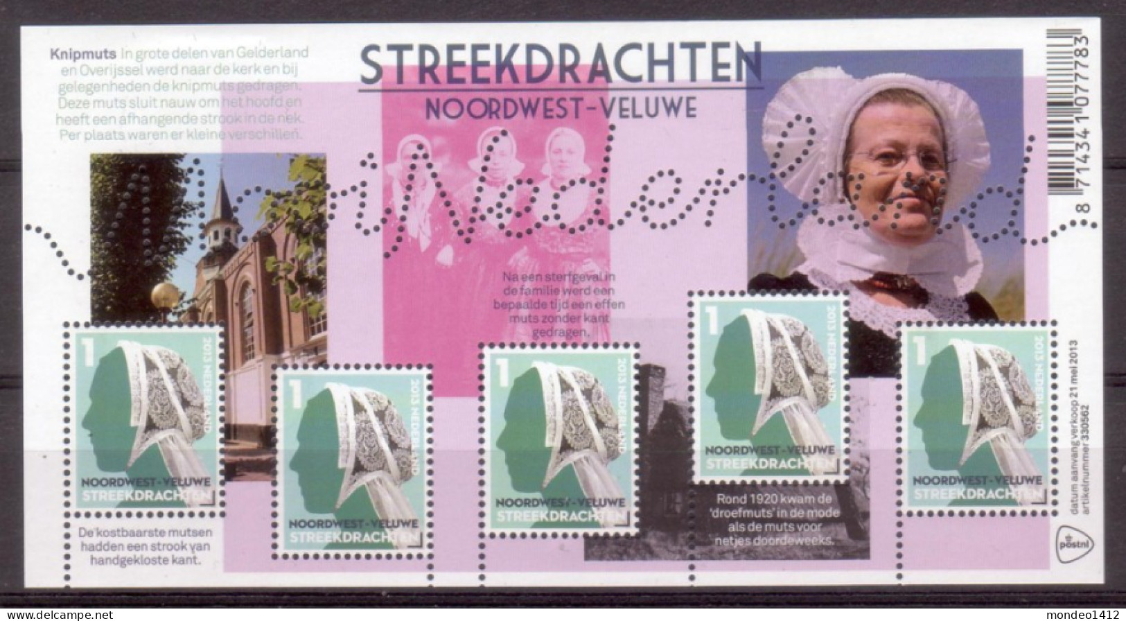 Nederland 2013 - NVPH 3064 - Blok Block - Mooi Nederland, Streekdrachten Noordwest-Veluwe - MNH - Nuevos