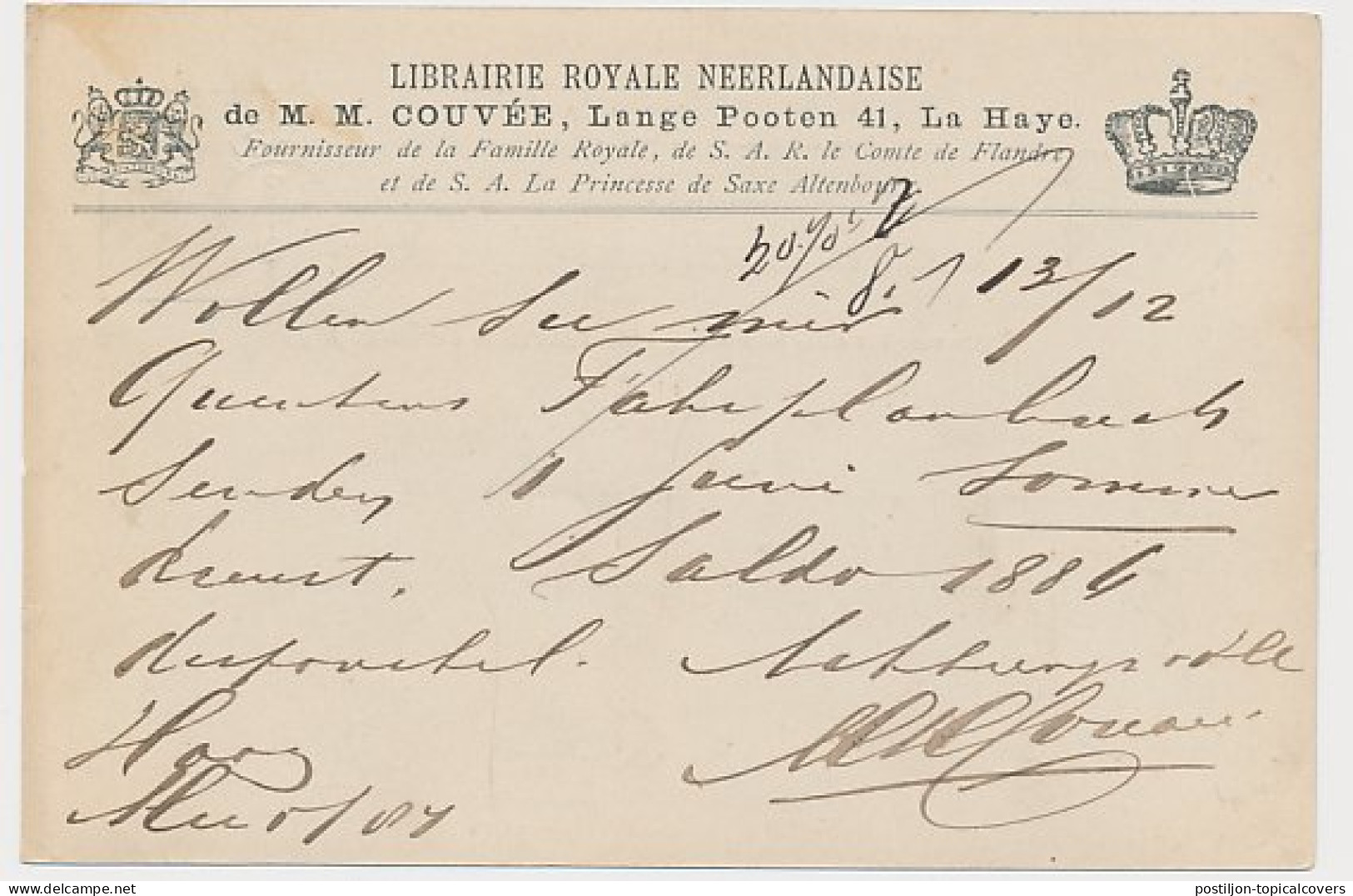 Briefkaart G. 27 Particulier Bedrukt Den Haag - Duitsland 1887 - Material Postal