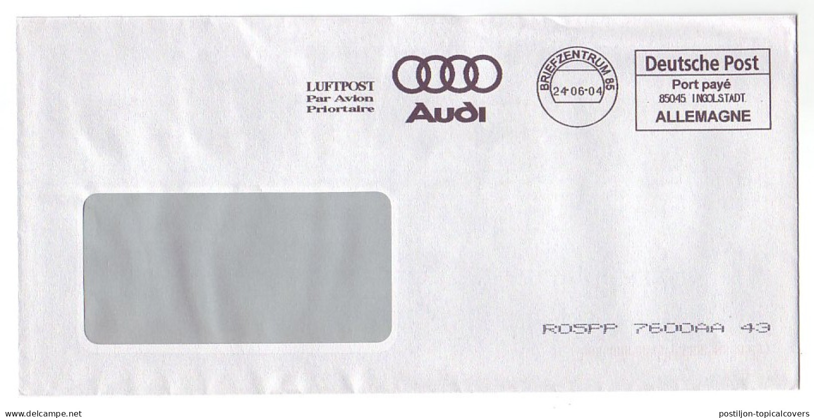 Meter Cover Germany 2004 Car - Audi - Voitures