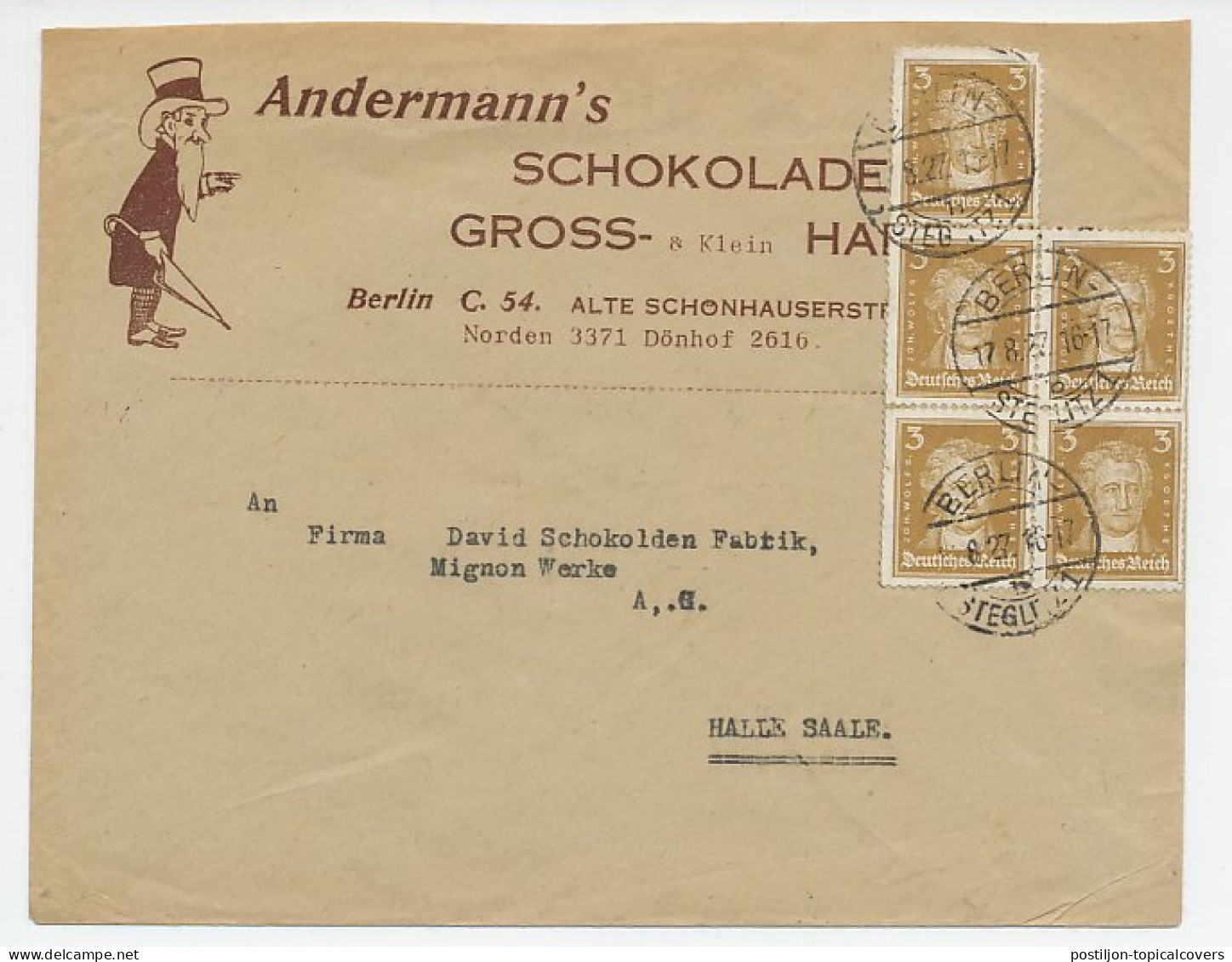 Illustrated Cover Deutsches Reich / Germany 1927 Chocolate - Umbrella - Alimentation