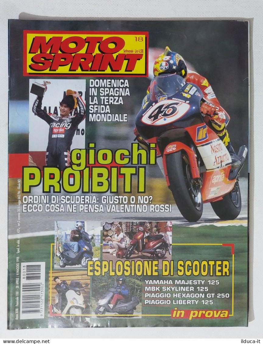 34921 Motosprint 1998 A. XXIII N. 18 - Prova Piaggio Liberty E Yamaha + Poster - Motori