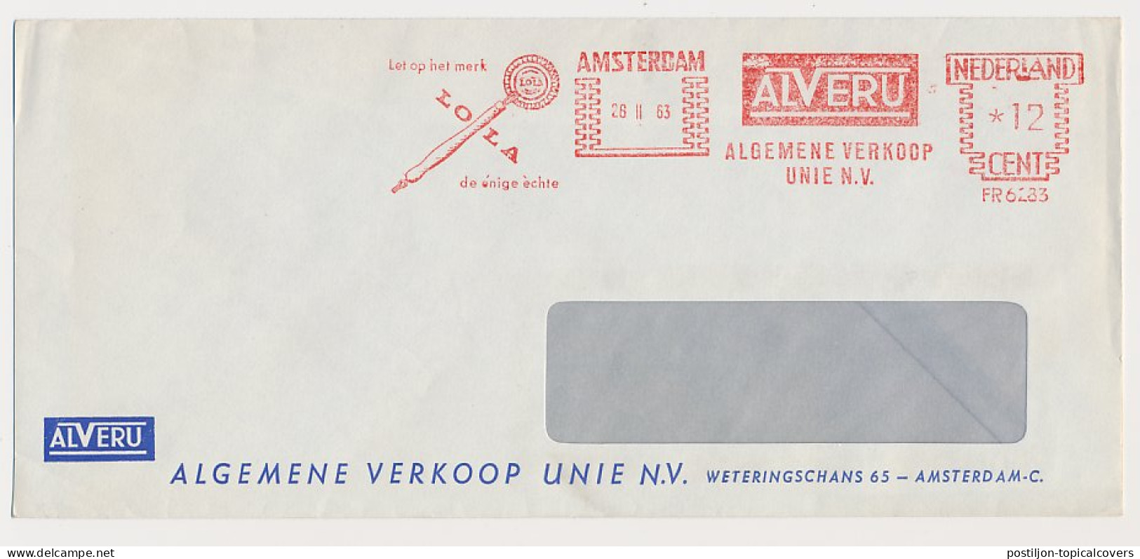 Meter Cover Netherlands 1963 Washing-up Brush - Lola - Amsterdam - Unclassified