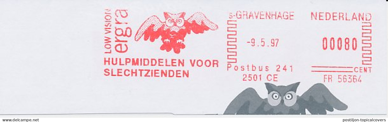 Meter Cut Netherlands 1997 - Francotyp 56364 Bird - Owl  - Otros & Sin Clasificación