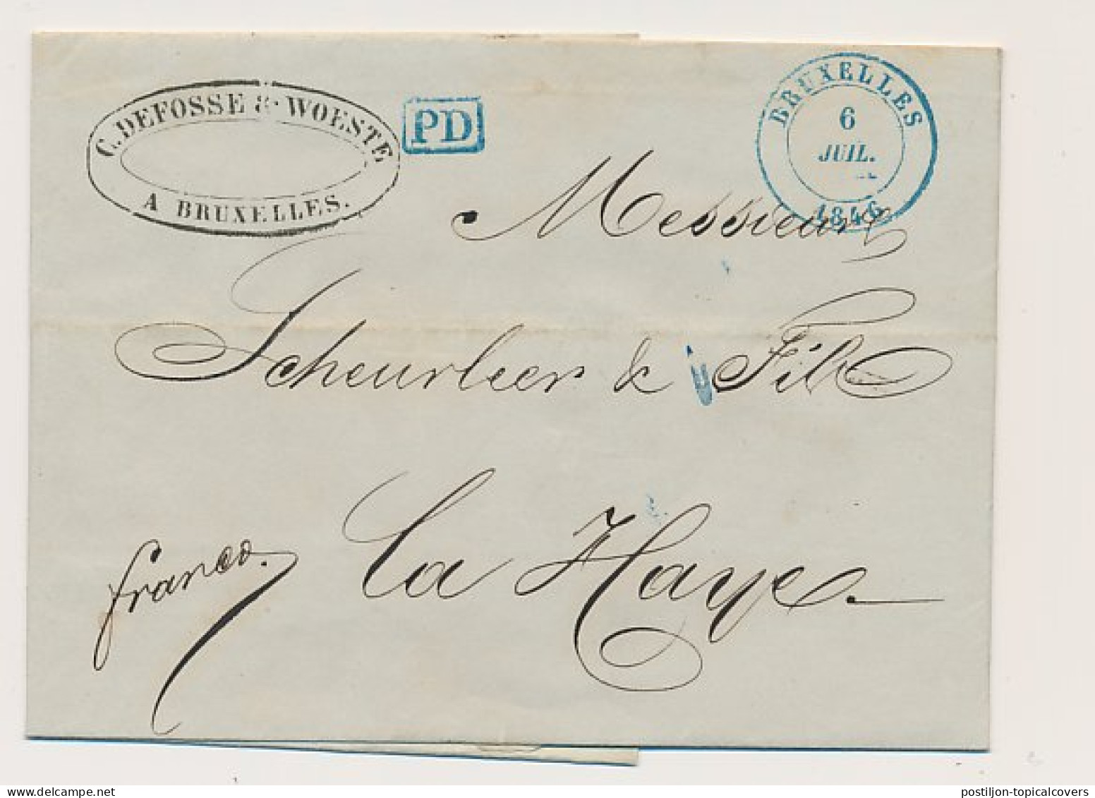 Brussel Belgie - Den Haag 1846 - PD - ...-1852 Prephilately