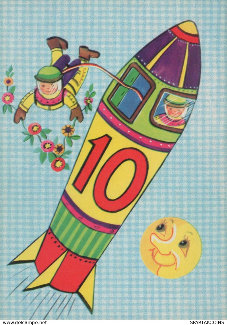 FELIZ CUMPLEAÑOS 10 Año De Edad NIÑO NIÑOS Vintage Tarjeta Postal CPSM Unposted #PBU026.ES - Verjaardag