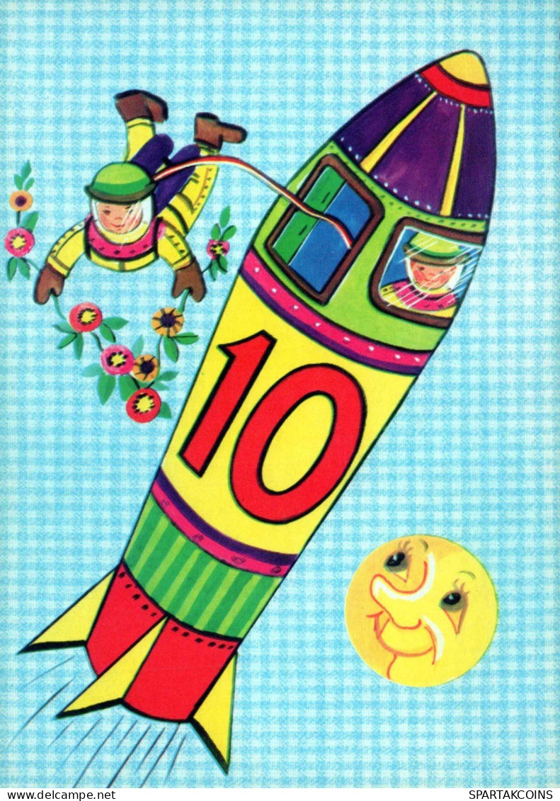 FELIZ CUMPLEAÑOS 10 Año De Edad NIÑO NIÑOS Vintage Tarjeta Postal CPSM Unposted #PBU026.ES - Geburtstag