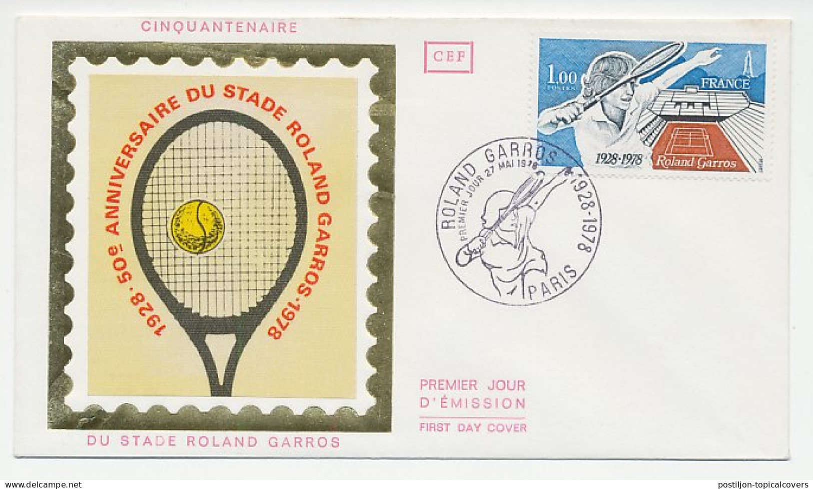 Cover / Postmark France 1978 Tennis - Roland Garros - Autres & Non Classés