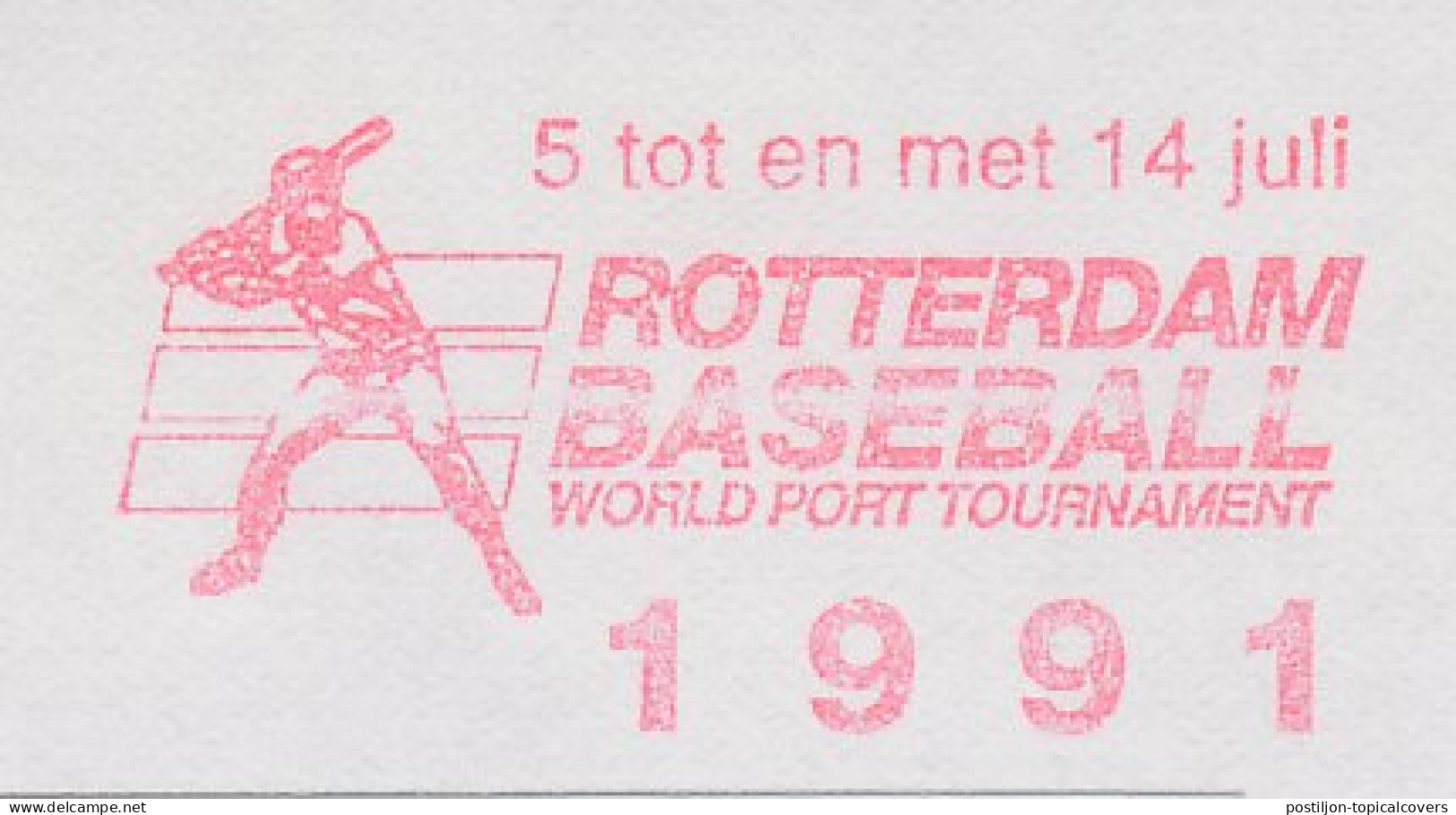 Meter Cut Netherlands 1991 Rotterdam Baseball World Port Tournament 1991 - Autres & Non Classés