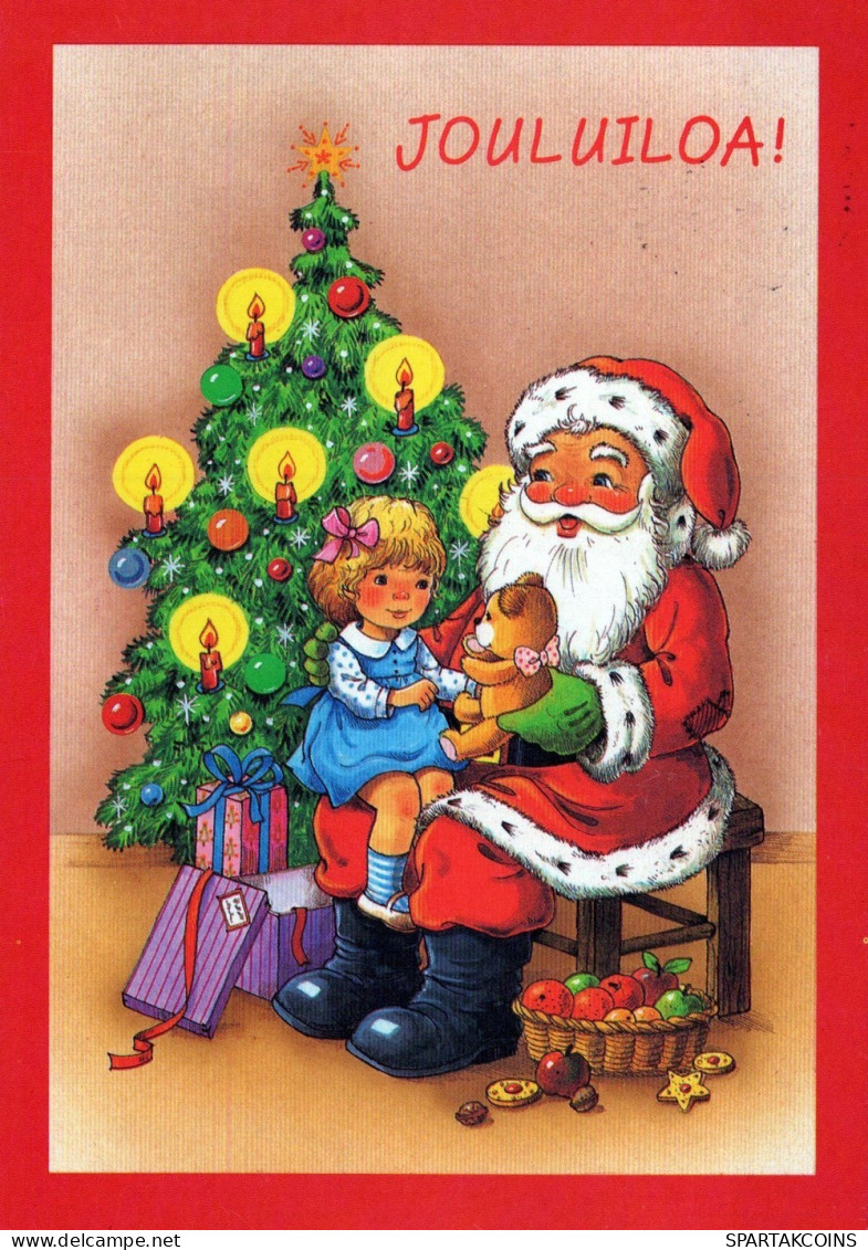 PAPÁ NOEL NIÑO NAVIDAD Fiesta Vintage Tarjeta Postal CPSM #PAK351.ES - Santa Claus