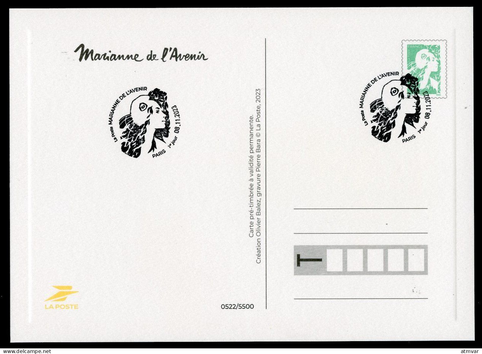 FRANCE (2023) Carte Maximum Card ATM LISA - Marianne De L'Avenir - 76e Salon Philatélique D'Automne Paris - 2020-…