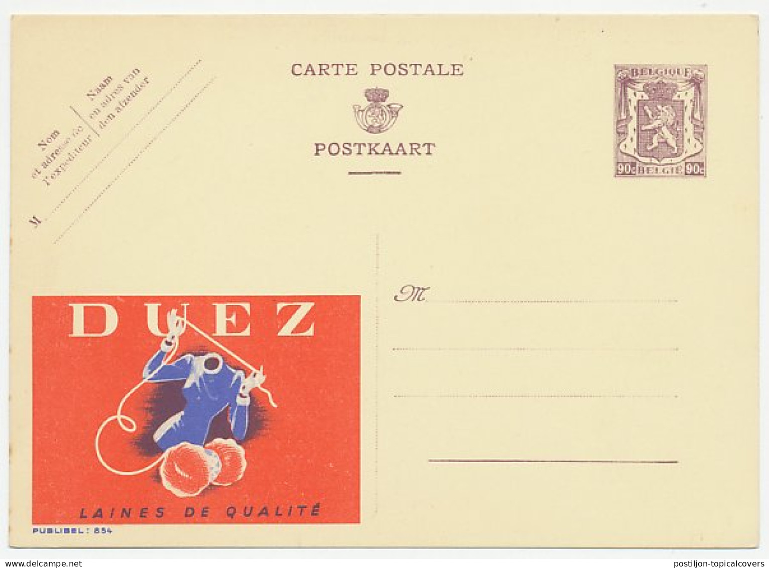 Publibel - Postal Stationery Belgium 1948 Knitting Wool - Textil