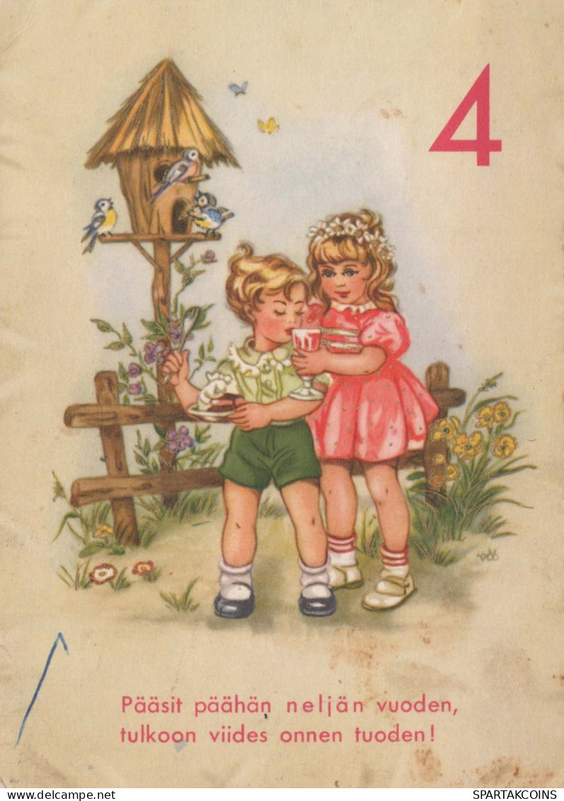 JOYEUX ANNIVERSAIRE 4 Ans FILLE ENFANTS Vintage Postal CPSM #PBT905.FR - Geburtstag