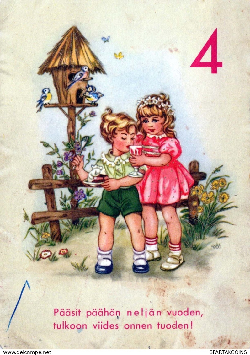 JOYEUX ANNIVERSAIRE 4 Ans FILLE ENFANTS Vintage Postal CPSM #PBT905.FR - Birthday