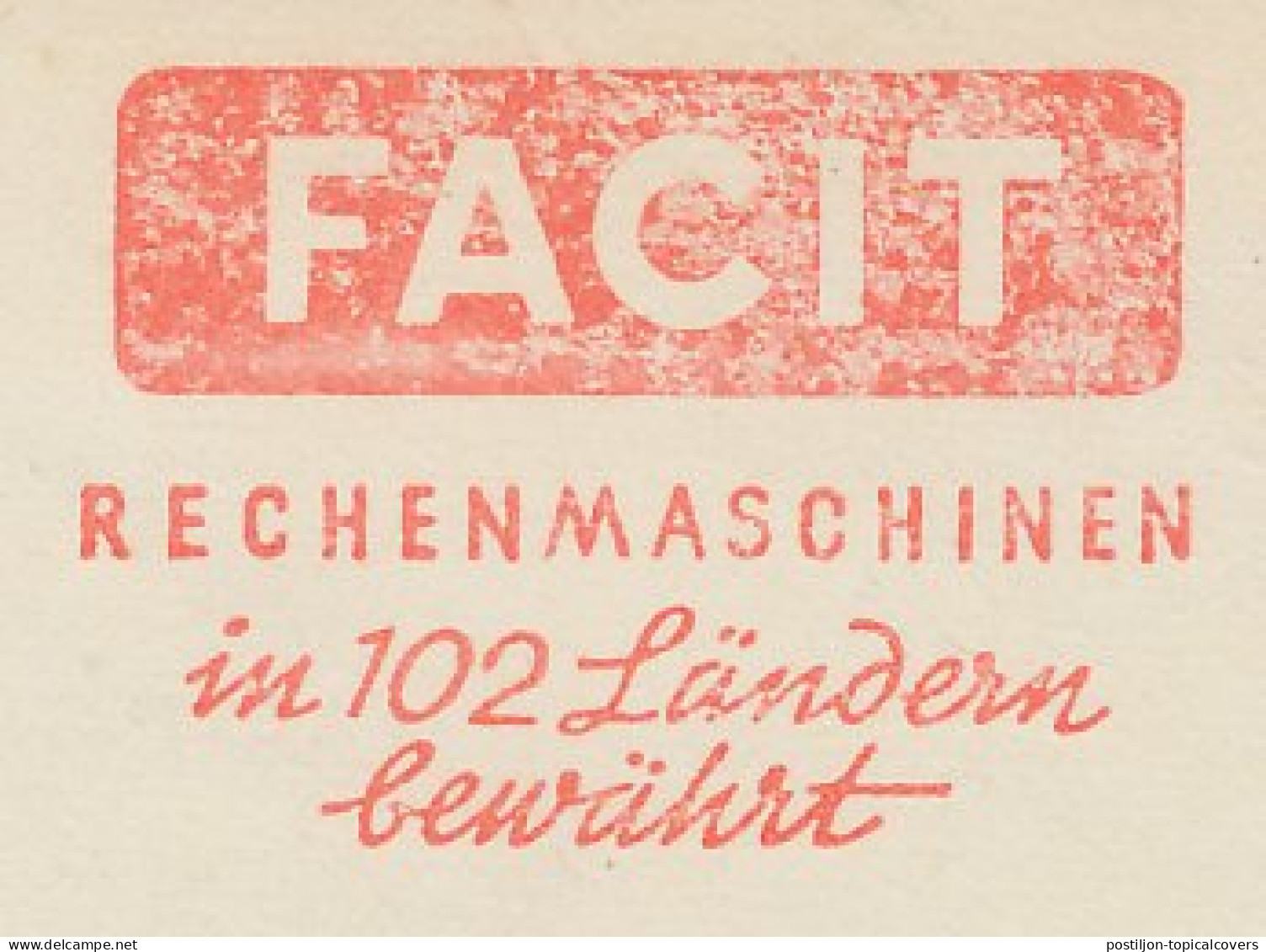 Meter Cut Germany 1956 Calculator - Facit - Unclassified