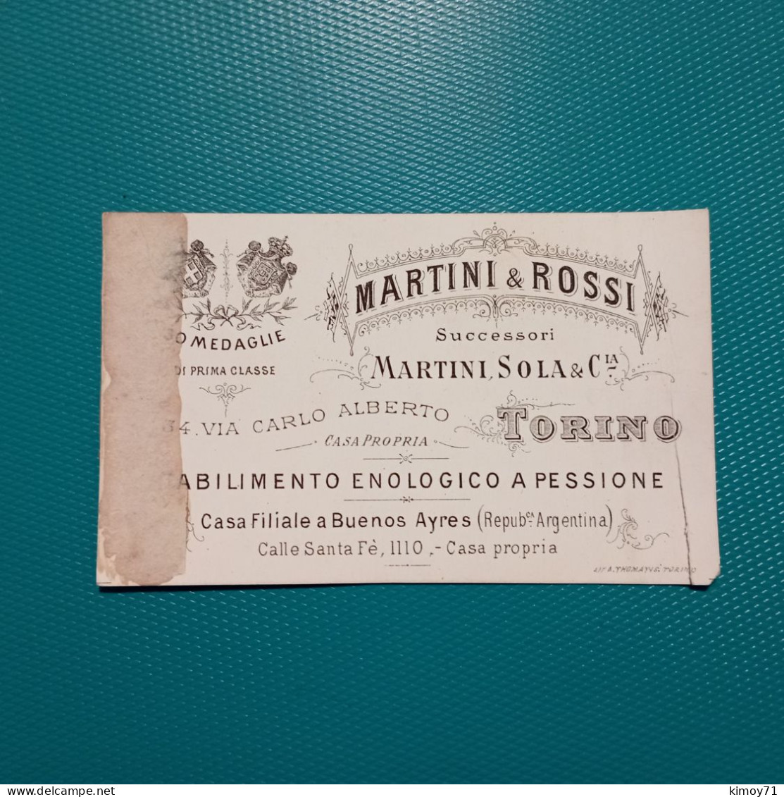 Biglietto Da Visita Martini E Rossi - Cartes De Visite