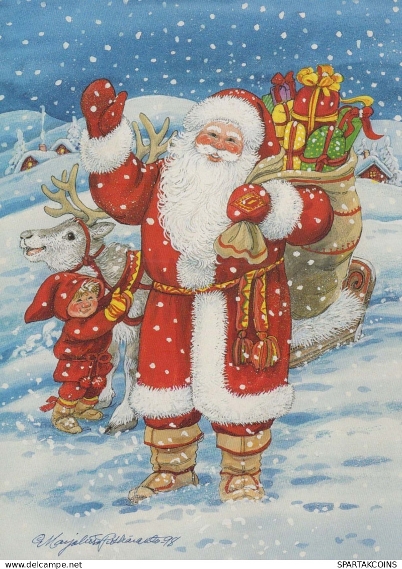 PÈRE NOËL Bonne Année Noël Vintage Carte Postale CPSM #PBL344.FR - Santa Claus