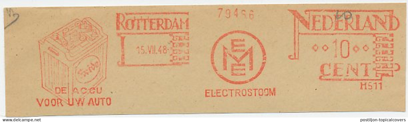 Meter Cut Netherlands 1948 Battery - Exide - For Your Car - Sonstige & Ohne Zuordnung