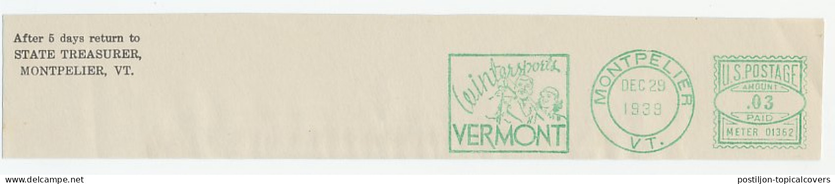 Meter Top Cut USA 1939 Wintersports - Vermont - Wintersport (Sonstige)