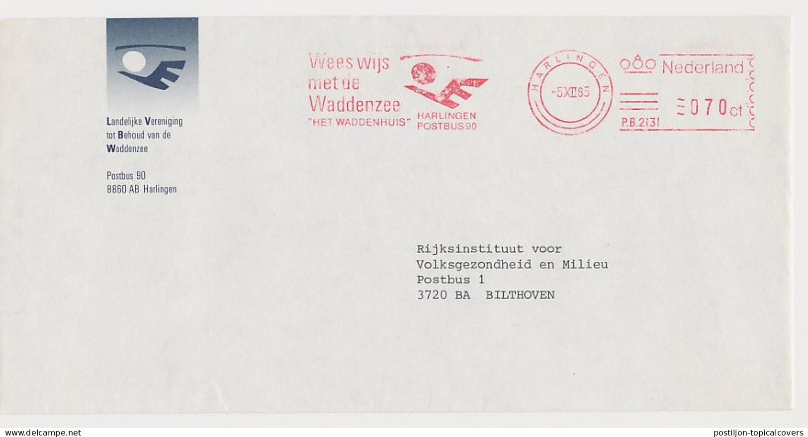 Meter Cover Netherlands 1985 Wadden Sea - Be Wise With The Wadden Sea - Harlingen - Maritiem Leven