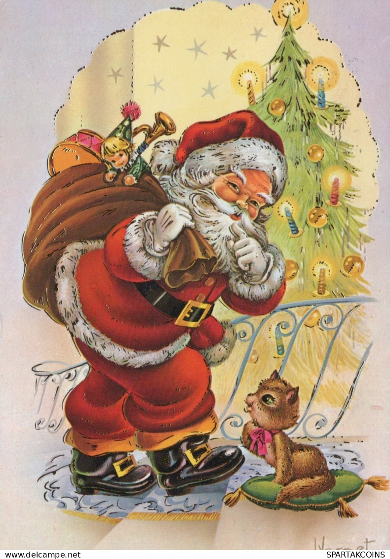 PÈRE NOËL NOËL Fêtes Voeux Vintage Carte Postale CPSM #PAJ641.FR - Santa Claus