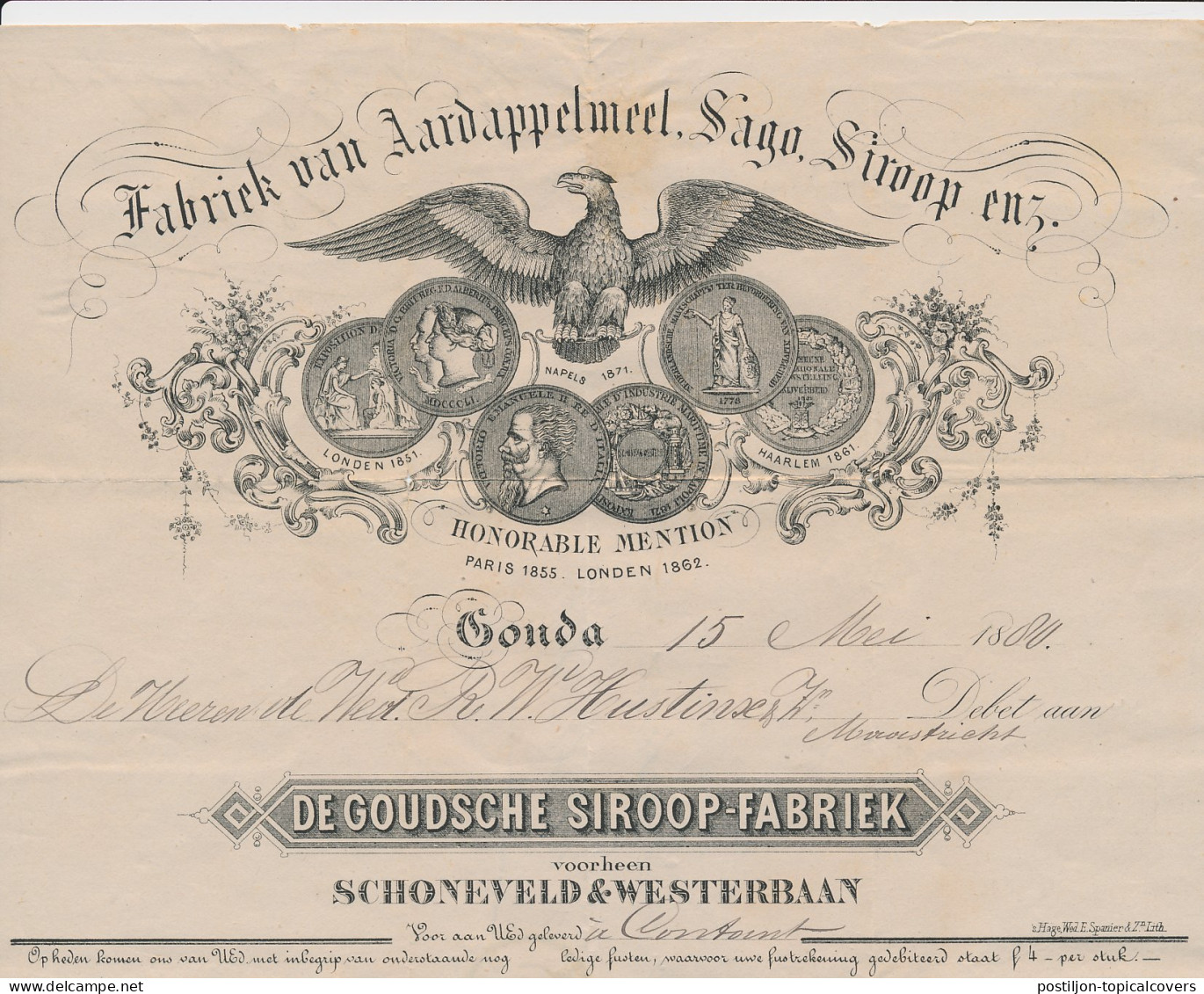 Vouwbrief Gouda 1880 - Goudsche Siroop Fabriek - Netherlands