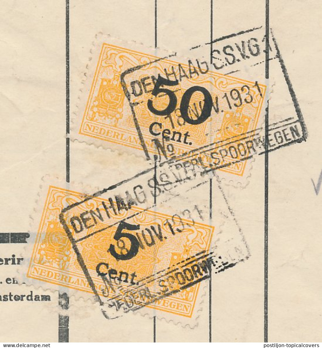 Vrachtbrief / Spoorwegzegel N.S. Den Haag - S Hertogenbosch 1931 - Ohne Zuordnung