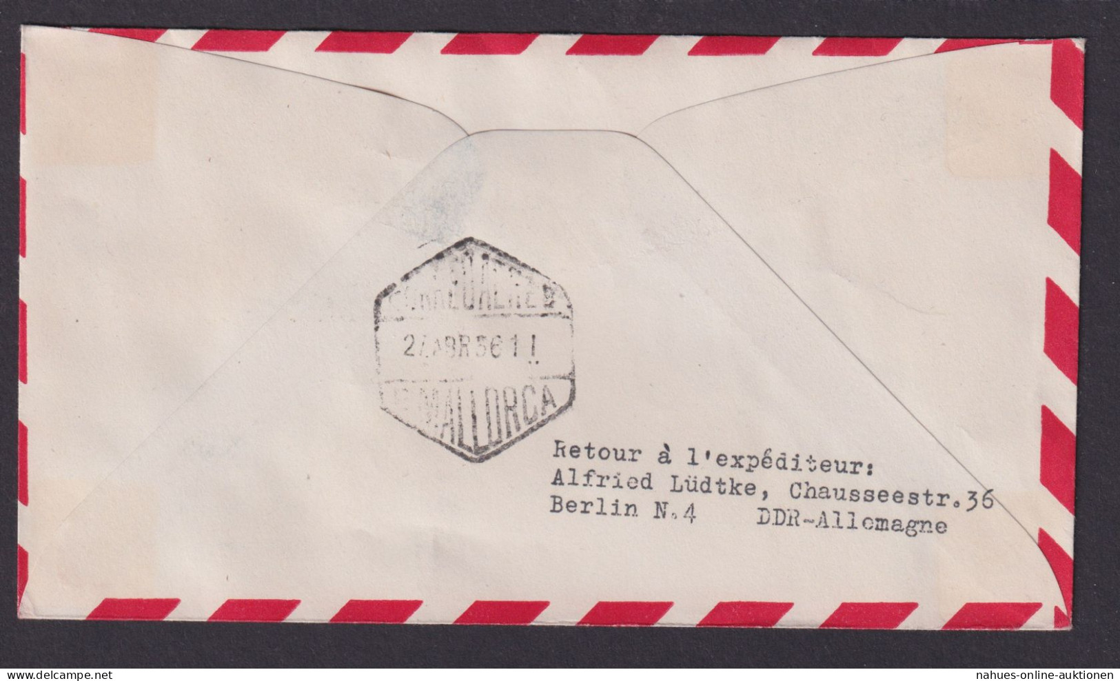 Flugpost Brief Air Mail KLM Amsterdam Palma De Mallorca Zuleitung DDR Berlin - Storia Postale