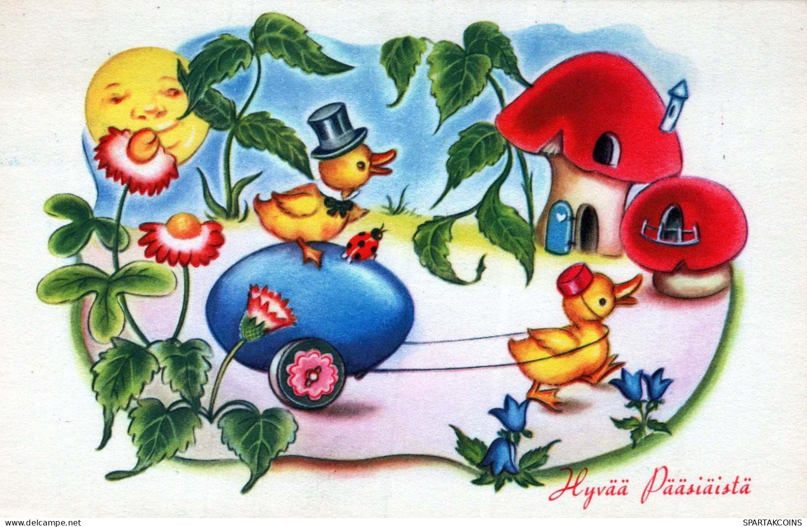 EASTER CHICKEN EGG Vintage Postcard CPA #PKE406.GB - Easter