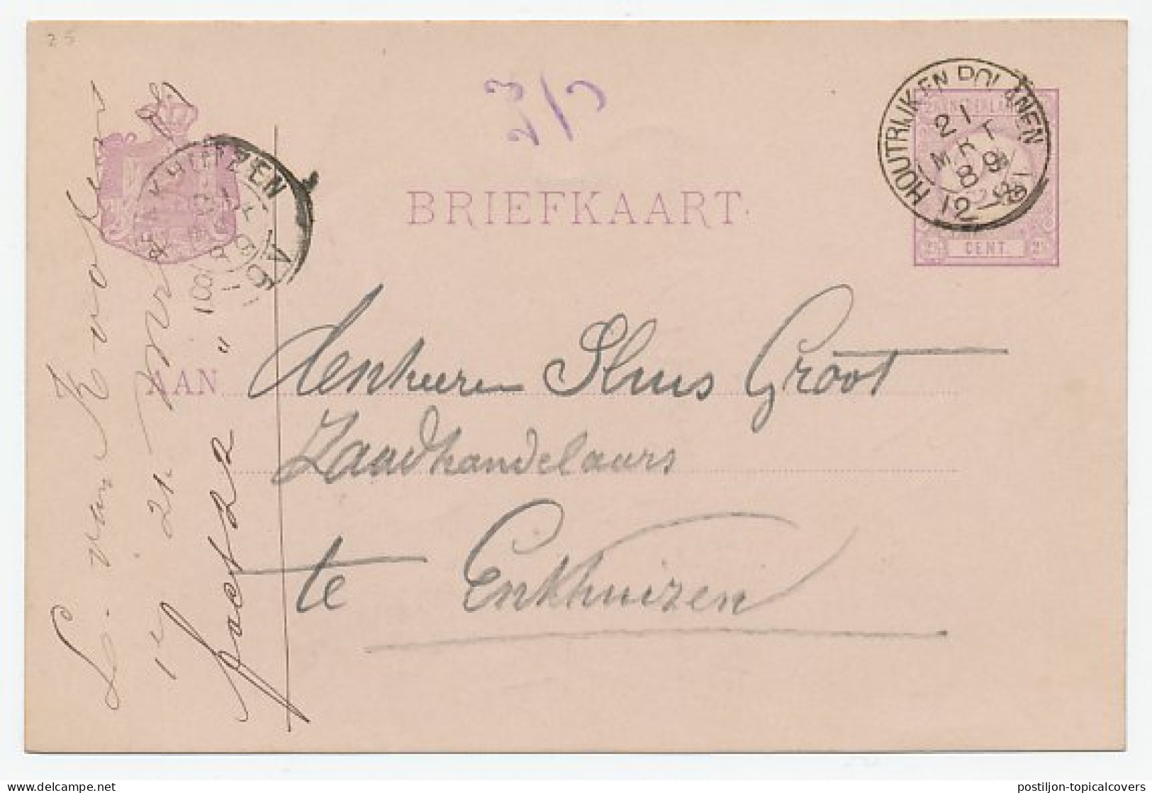 Kleinrondstempel Houtrijk En Polanen 1889 - Ohne Zuordnung
