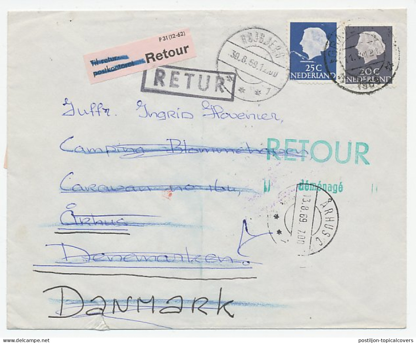 Den Haag - Denemarken 1969 - Onbestelbaar - Retour - Ohne Zuordnung