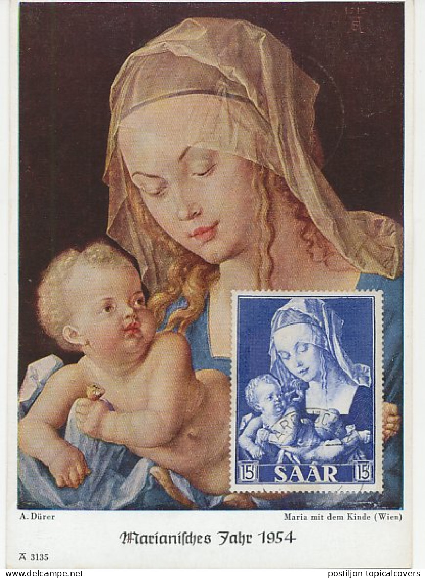 Maximum Card Saar / Germany 1954 Albrecht Durer - Madonna And Child - Andere & Zonder Classificatie