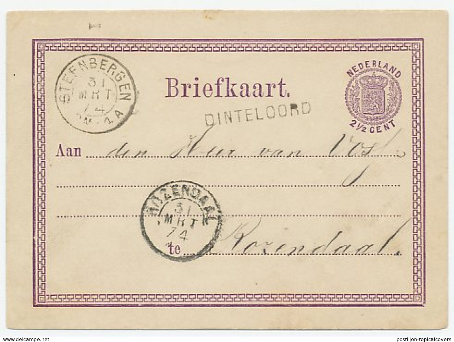 Naamstempel Dinteloord 1874 - Lettres & Documents