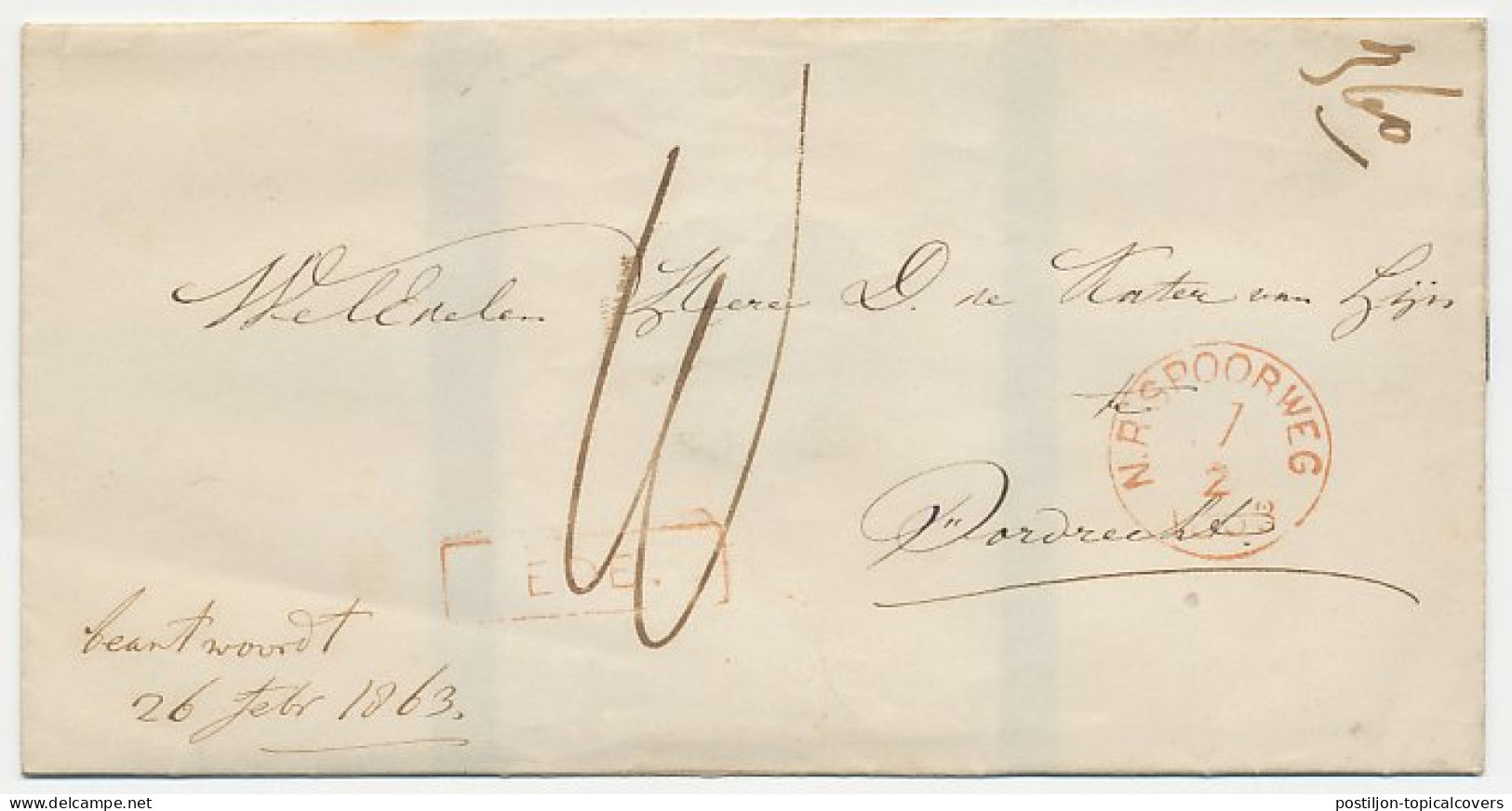 N.R. Spoorweg - Trein Haltestempel Ede - 1863 - Cartas & Documentos