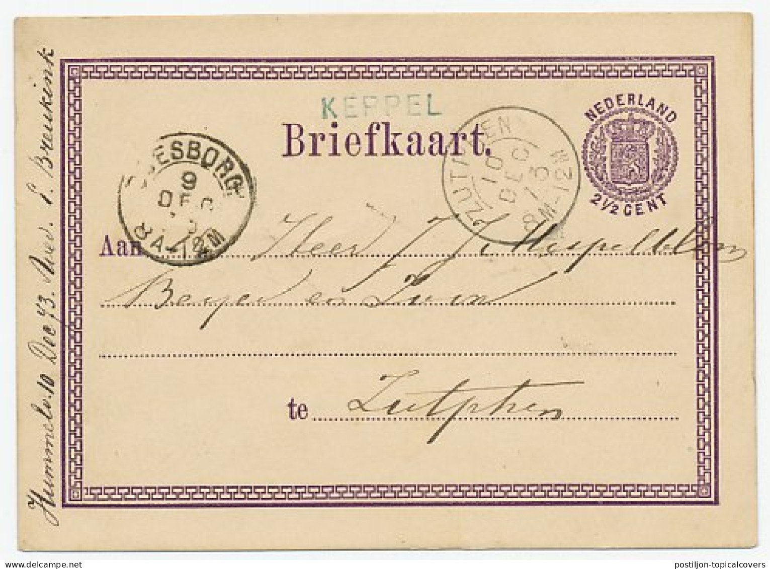 Naamstempel Keppel 1873 - Storia Postale